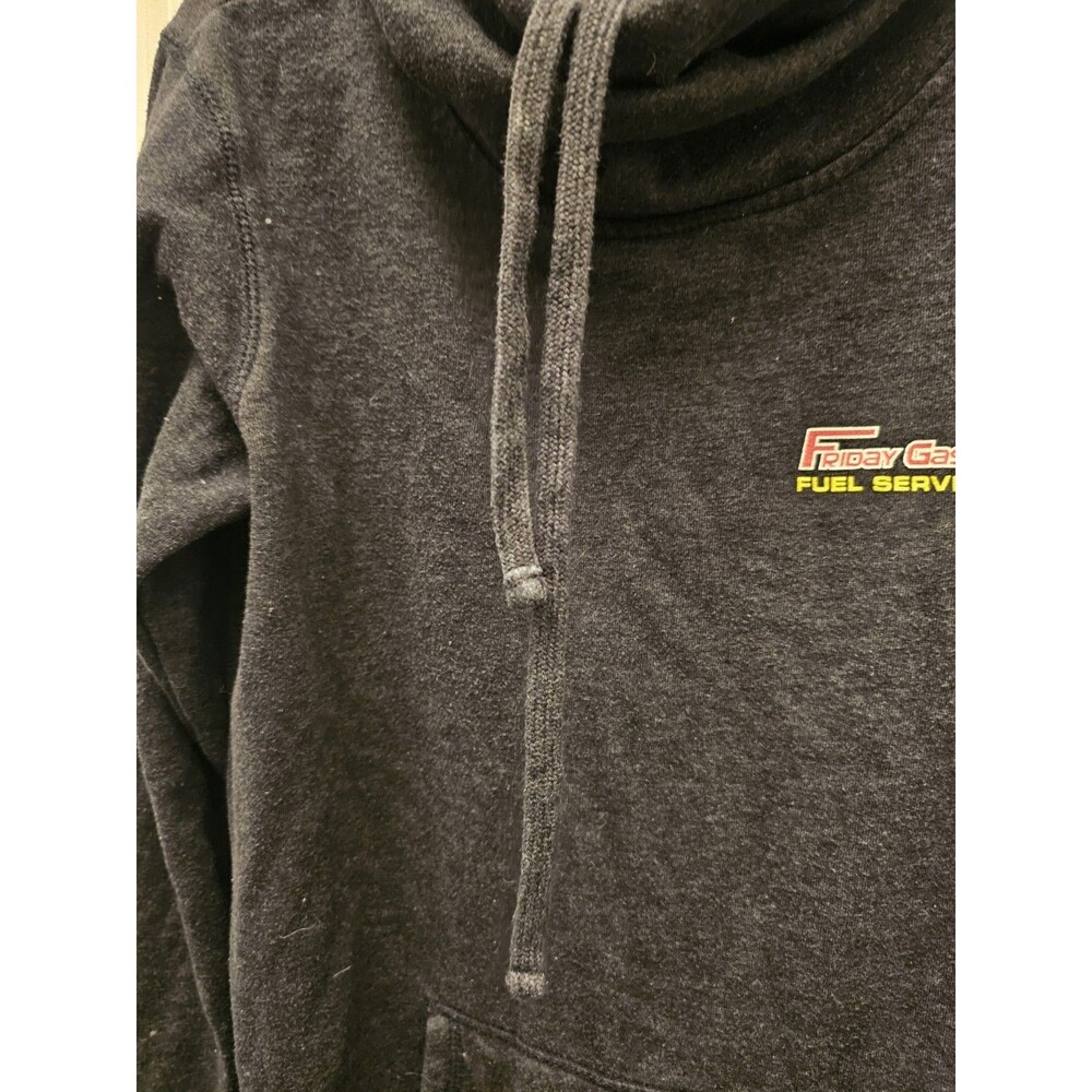 District Friday Gas and Oil Fleece Sweatshirt Hooded Mens Grey Large - Picture 4 of 11